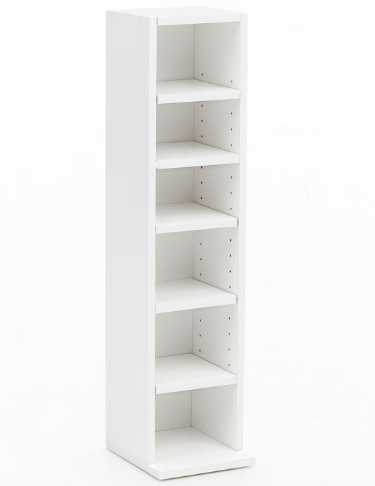 Design boekenkast WL5.336 21x91x20cm met 6 vakken Wit | Etagevlak houten plank vrijstaand | Schoenenrek hout gang | Smalle wandplank kinderkamer | Nieschenregal Modern