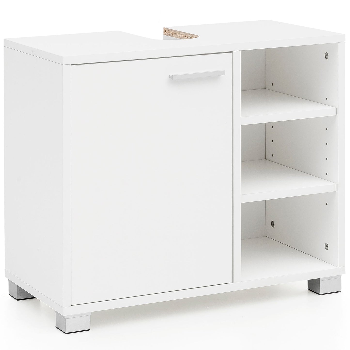 wastafelkast WL5.341 60x55x32cm witte badkamerkast met deur | Houten onderkast met gootsteen badkamer Onderkast met vakken | Badkamermeubelmeubilair met plank