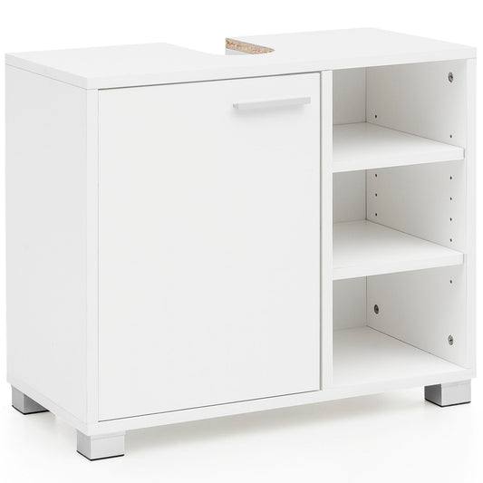 wastafelkast WL5.341 60x55x32cm witte badkamerkast met deur | Houten onderkast met gootsteen badkamer Onderkast met vakken | Badkamermeubelmeubilair met plank
