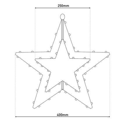 LED Outdoor Christmas Lamp "Stern" Ø 40 cm kerstdecoraties gemaakt van metaal in goud met stevig geïnstalleerde LED's