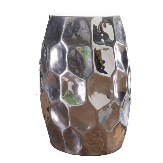 tafel JADA 30x47x30cm aluminium zilveren tafel oosterse rond | Kleine Hammerschlag Abstellisch | Designtafel design metaal modern | Smalle kleine tafel