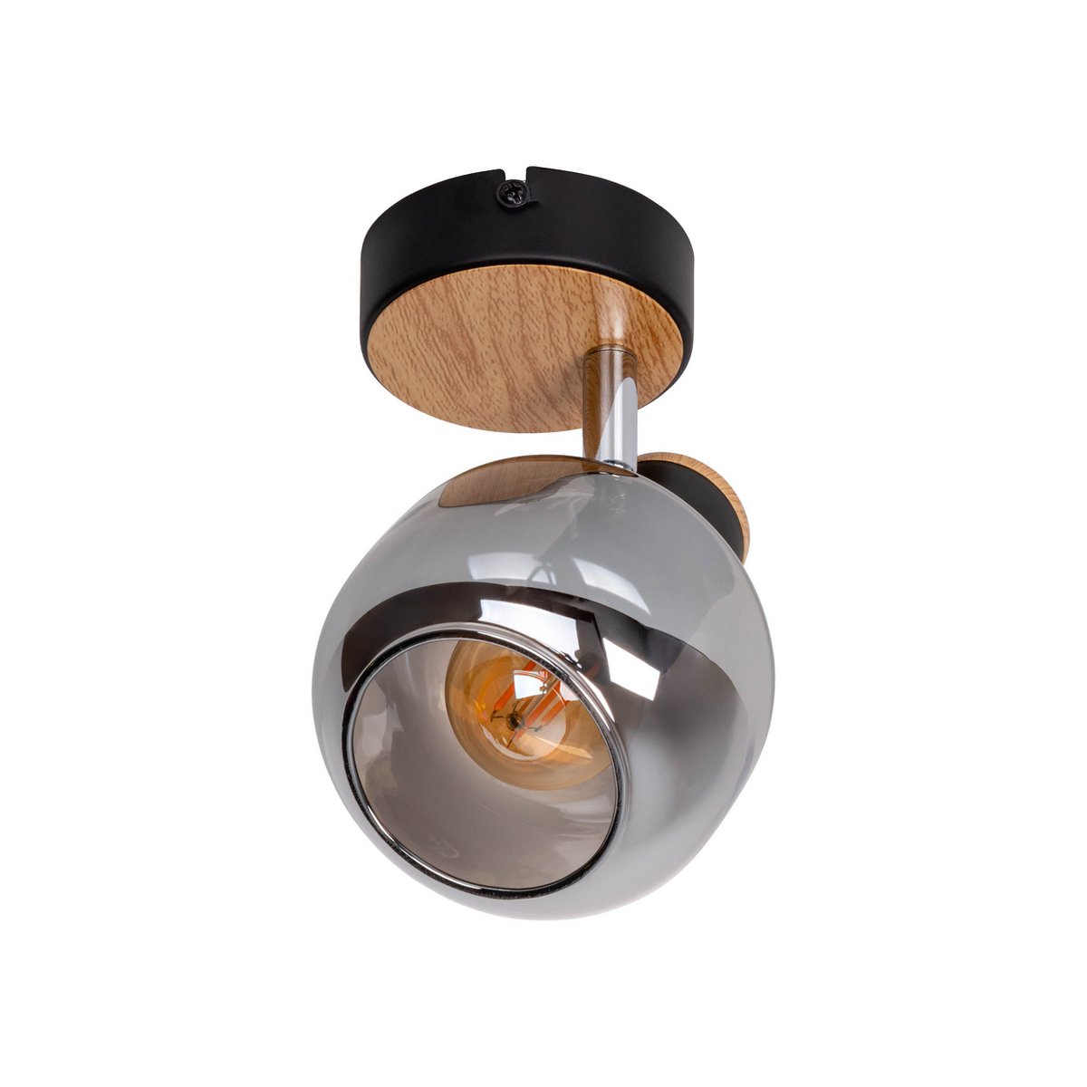 Glazen wandvlek "fumoso", wandlamp gemaakt van zwart en rookglas in zwart en de natuur, met E14 -aansluiting, voor eetkamer, woonkamer, gang of kantoor, lamp voor woonkamer, eetkamer, gang of gang 16 x 14 cm