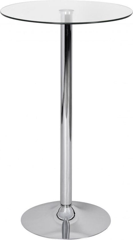 Sky Style - Zamora II Bartafel- Sta tafel- Zilver - Veiligheidsglas tafelblad