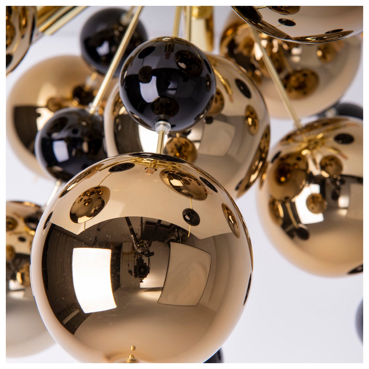 Plafondlamp "explosie" goud gemaakt van metaal en glas, G9 -versies, plafondlamp voor eetkamer, woonkamer, gang of kantoor, Ø57 cm