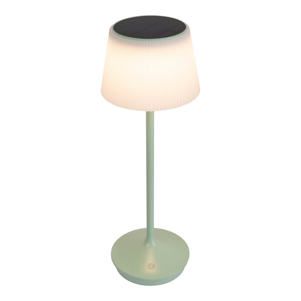 Zonne -batterijlamp "EMMI" 38 cm hoog, paraplu Ø 13 cm, metaal in mint en wit plastic, voor de buitenruimte, dimable CCT.