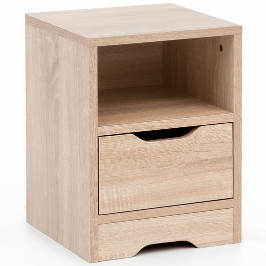 nachtconsole WL5.701 31x43x31 cm Sonoma 1 lade en opbergvak | Wit nachtkastje met opbergruimte | Nachtkastje Simple Modern | Nachtkastje Klein | Nachtkastje slaapkamer