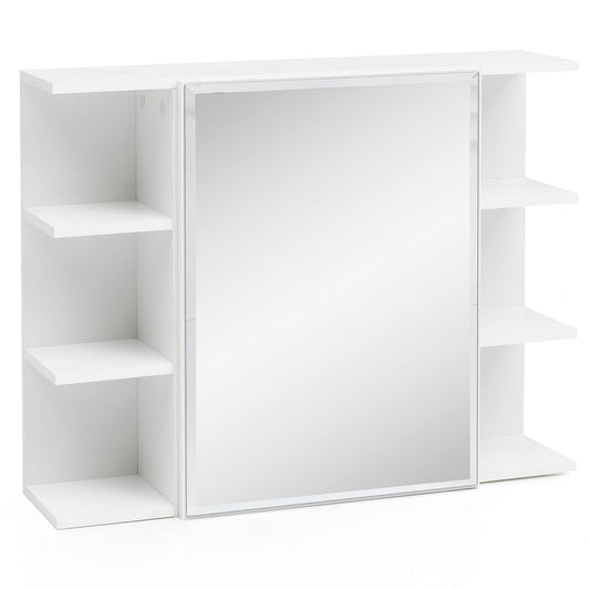 WL5.754 witte spaanplaat 80x64,5x20cm | Spiegelkast Modern | Ontwerp badkamer plank Vrij zwevend | Kast met spiegel | Badkamermeubel hout | Wandmeubel met badkamerspiegel