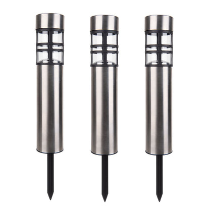 Zonne-decoratedspieß "Bobby" in de 3 set, Ø 6,2 cm, 42 cm hoog, metaal in stalen blank, plastic, geïntegreerde leds warm wit wit