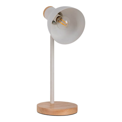 "Marie" bureaulamp gemaakt van metaal en hout, E14, wit, 36,5 cm hoog