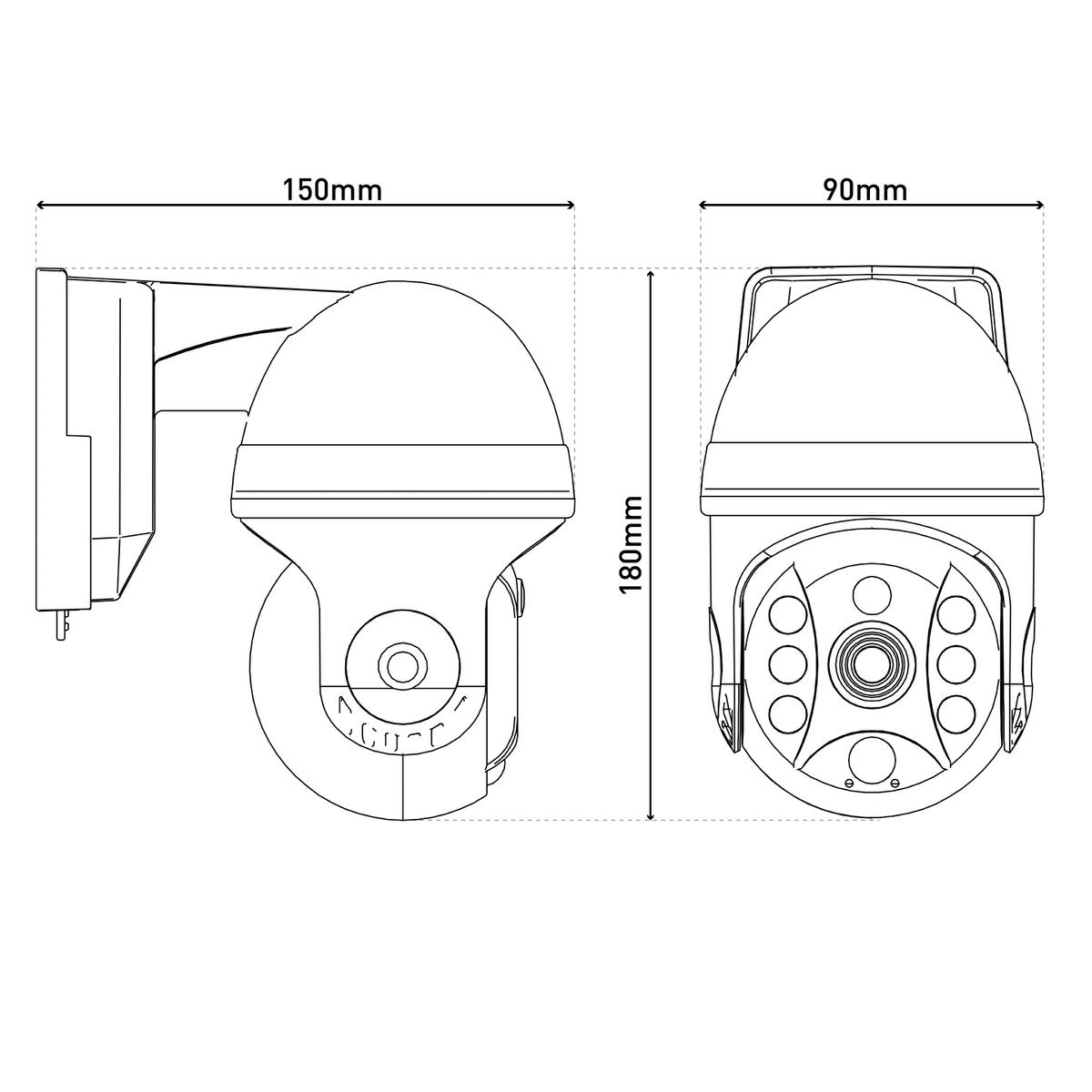 LED -zonne -buitenwandlamp "Moho" met bewegingsdetector en beveiligingscamera -vouw, wandlicht gemaakt van plastic in grijs, met geïntegreerde LED