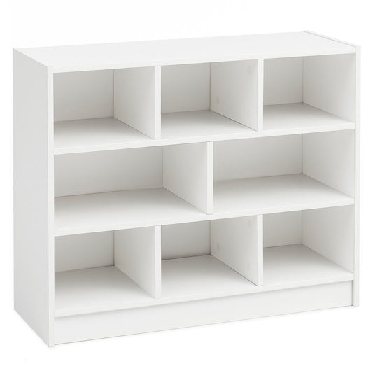 Boekenkast WL5.819 Wit 80x68,5x29,5 cm Plank Staande plank Modern | Halplank Schoenenplank Smal | Design decorplank hout | Houten plank met vakken | Opbergplank woonkamer berging