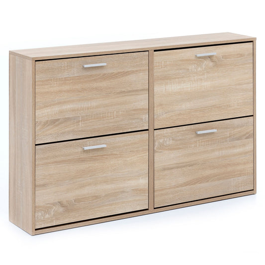WL5.828 Modern 120 x 81 x 24 cm Houten schoenenrek Sonoma 4 vakken | Schoenenkast bovenkast met plank | Ontwerp schoenkantelaar schoenenopslag Gangkist voor schoenen hoog