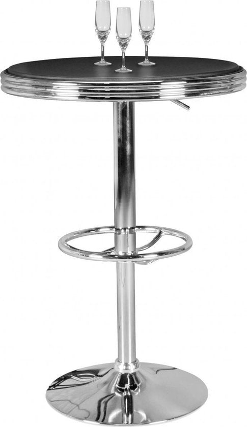 Sky Style- Elvis 60 x 60 Sidetable- Hoogte Verstelbare statafel - Zilver -Kunstleren Blad