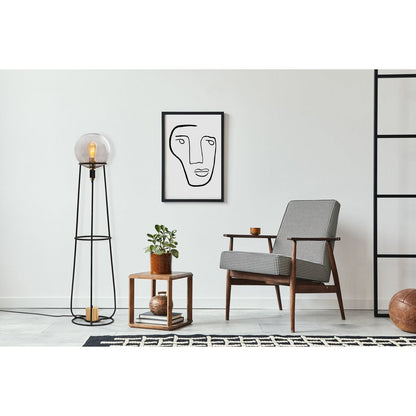Stapellamp "stelo", moderne vloerlamp gemaakt van zwart metaal en rookglas, E27 -aansluiting, 128,5 cm hoog, voor eetkamer, woonkamer, gang of kantoor,