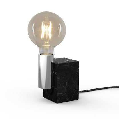 Marmeren lamp "Gemma" 16 cm hoog, gemaakt van marmer en roestvrijstalen metaal, E27-aansluiting, verlichting voor eetkamer, woonkamer, gang of kantoor