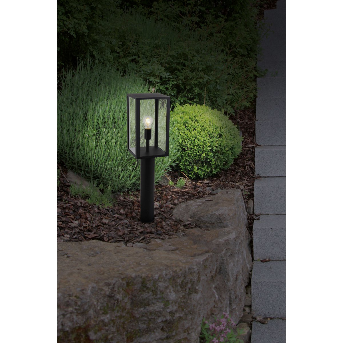 Buiten Sockel Light "Aila" H: 80cm, voor buiten-, metaal- en glazen plintlamp in zwart, E27, padlicht