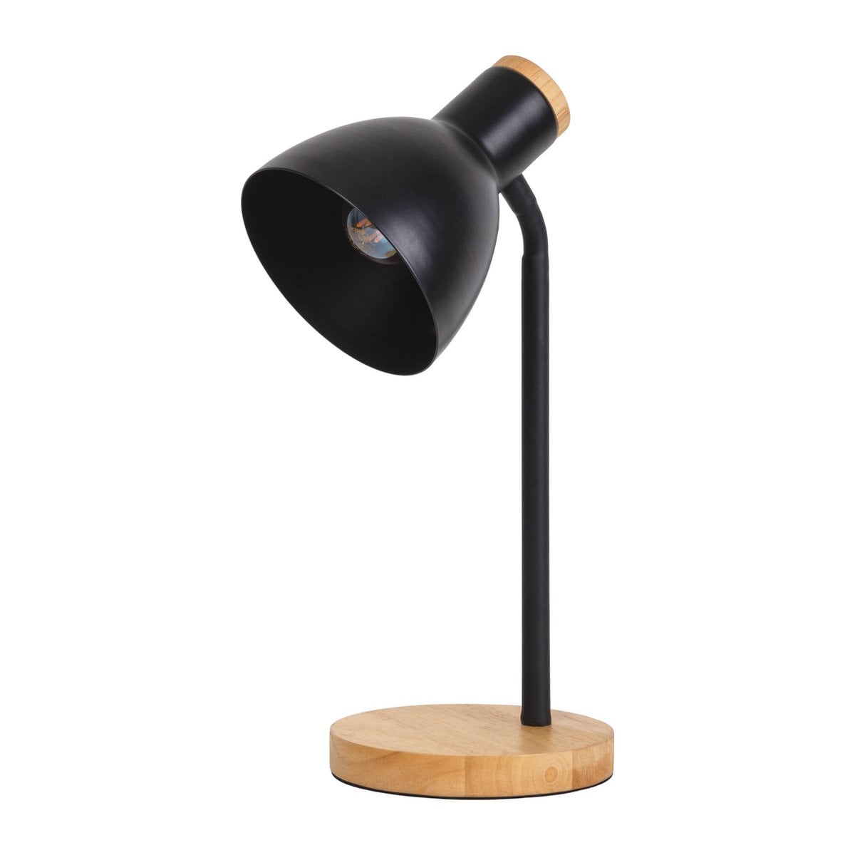 "Marie" bureaulamp gemaakt van metaal en hout, E14, zwart, 36,5 cm hoog