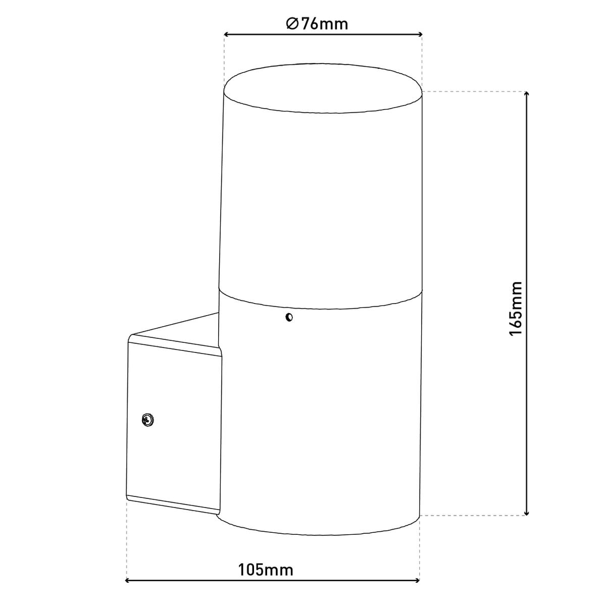Buiten wandlamp "Torcia" 16,5 cm hoog, gemaakt van metaal en plastic in zwart, E27