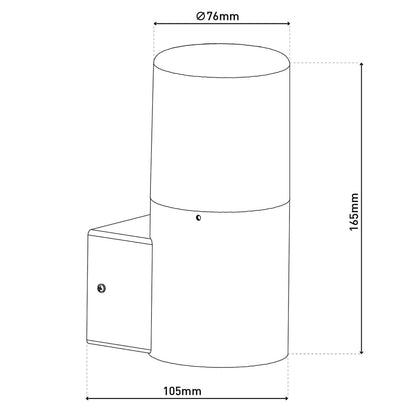 Buiten wandlamp "Torcia" 16,5 cm hoog, gemaakt van metaal en plastic in zwart, E27
