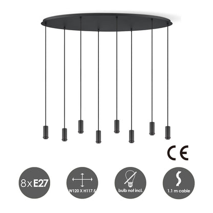 Home Sweet Home Zwarte ovale metalen Hanglamp 8L - 120/35/117.5CM