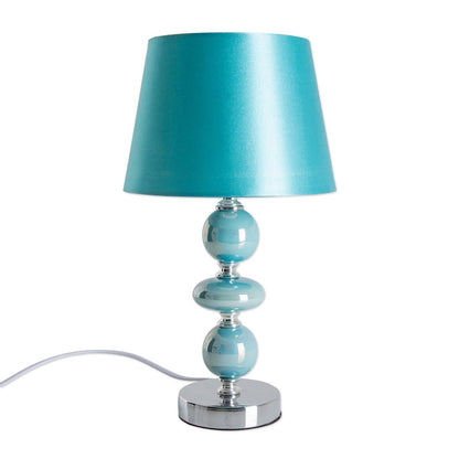 Keramische tafellamp "araga" 36 cm hoog, tafellamp gemaakt van metaal, keramiek, met tekstbladen, turquoise, met E14 -aansluiting, verlichting voor eetkamer, woonkamer, gang of kantoor