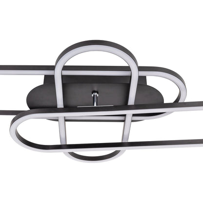 LED CCT -plafondlicht "Carlon" gemaakt van Matt Black Aluminium en Plastic, met geïntegreerde LED, 120 cm lang