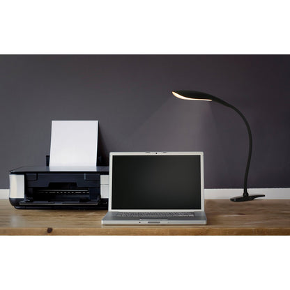 LED -klemlamp "ALF" gemaakt van metaal en plastic in zwart, met geïntegreerde LED