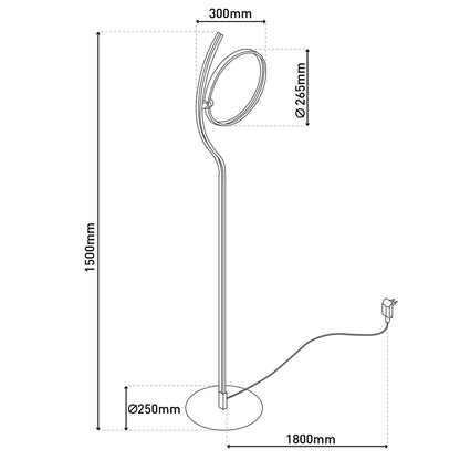 LED staande lamp "luslijn" 150 cm hoog, met geïntegreerde LED -streep, gemaakt van metaal en plastic