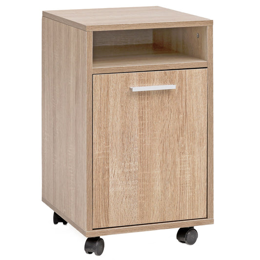 rolcontainer WL5.929 Sonoma 33x60x38cm ladekast kantoorcontainer | Bureaucontainer met deur en lade | Container zijcontainer kantoor met zwenkwielen | Kleine ladecontainer