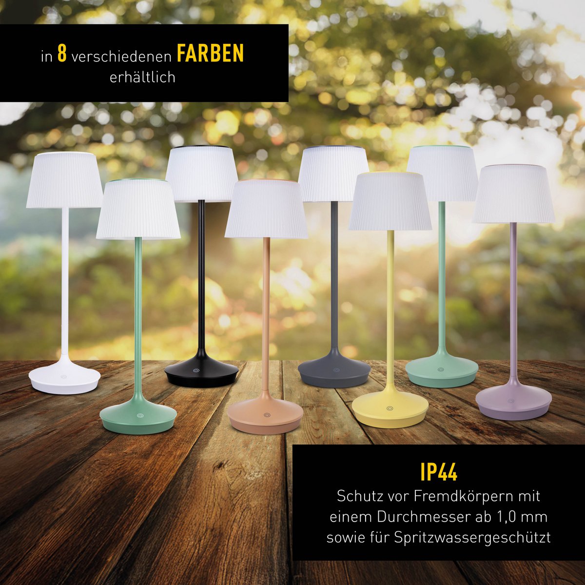 LED -licht "Emmi" voor buiten en binnen, tafellamp gemaakt van metaal en plastic, met stevig gebouwd -in LED's, LED -tafellamp voor balkon, terras, tuin, woonkamer, wintertuin, ca.