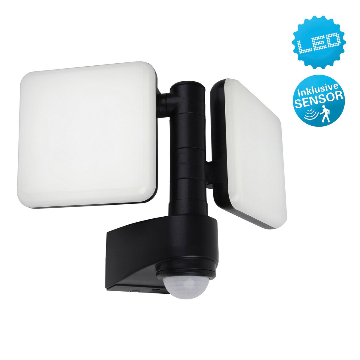 LED externe wandlamp "Jaro" met 360 ° bewegingsdetector, gemaakt van plastic in antraciet, met geïntegreerde LED