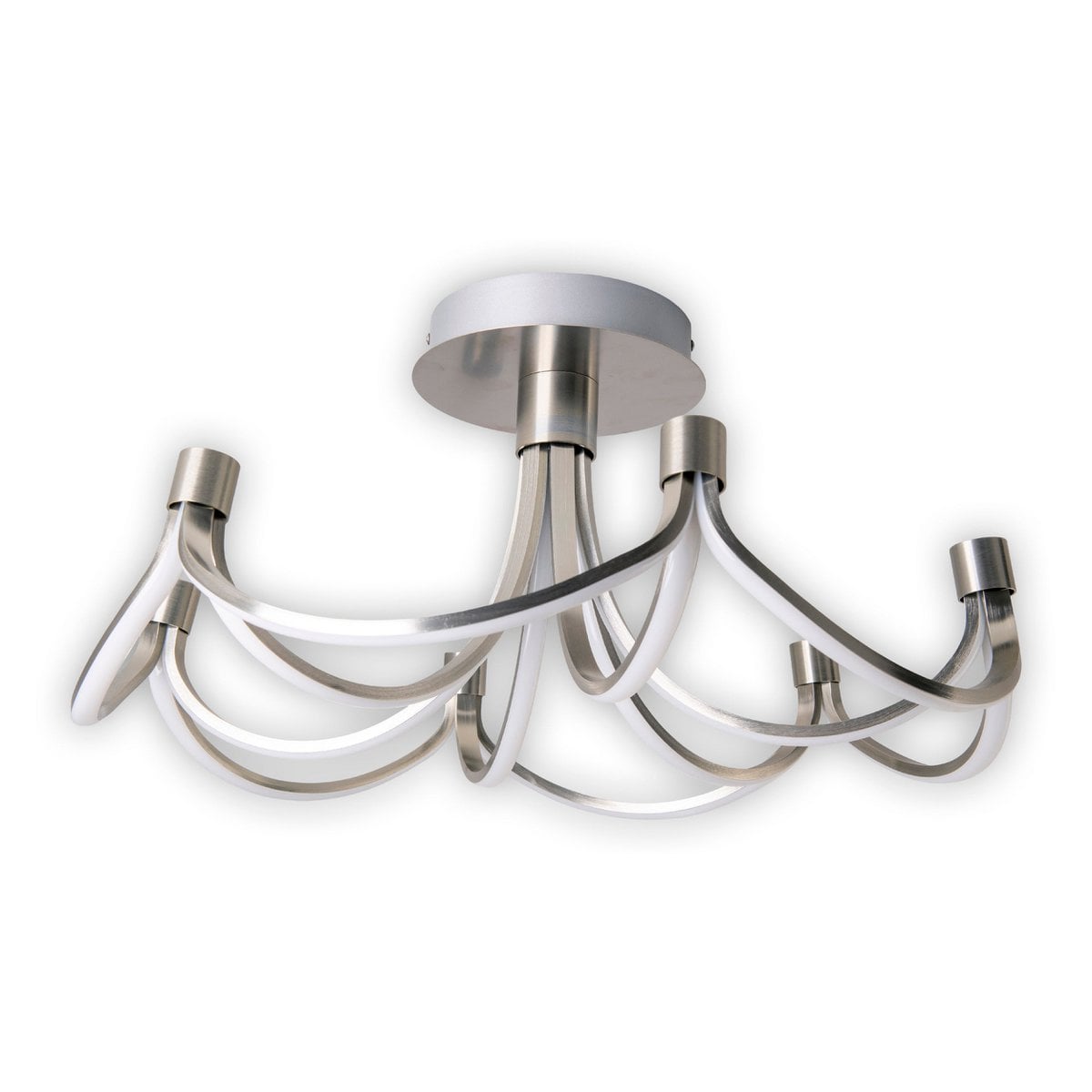 LED -plafondlamp "festival" Ø 60 cm, metalen nikkel mat en plastic, stevig gebouwd -in LED's, verlichting voor woonkamer, eetkamer, kantoor of gang