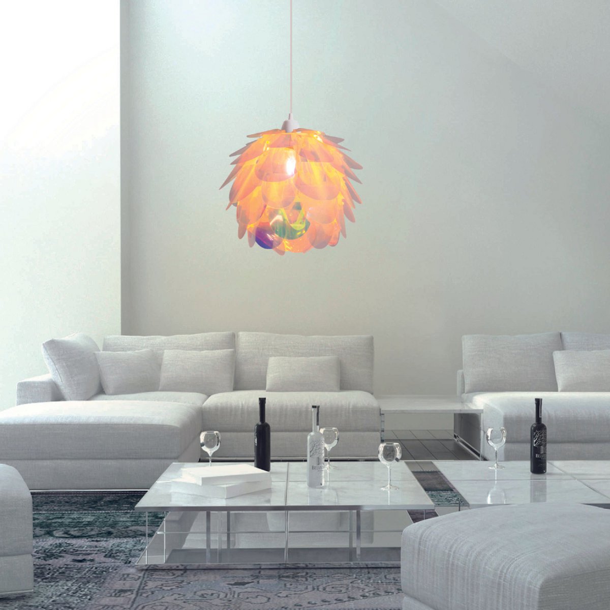 Hanger lamp "fora" gemaakt van metaal en iriserend plastic, e27 socket, verlichting voor woonkamer, eetkamer en kantoor, Ø40 cm