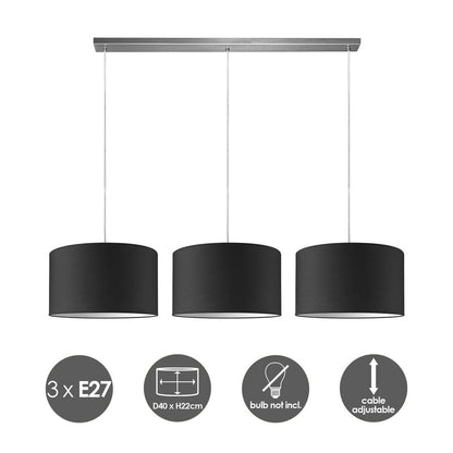 Home Sweet Home hanglamp Beam 3L, E27, zwart Lampenkap, 40cm