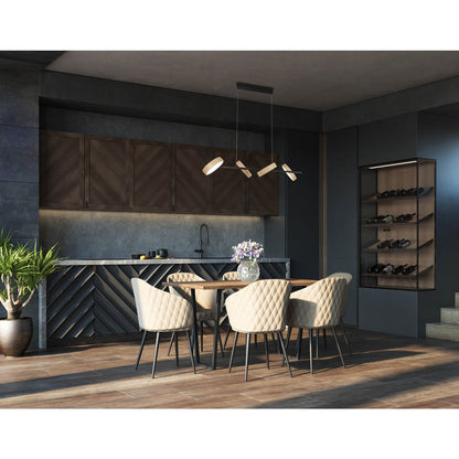 Led hanger lamp "Tessa" amandel, 150 cm hoog, 110 cm lang, gemaakt van metaal in matte amandel (Pantone 481 C) en zwart -wit plastic