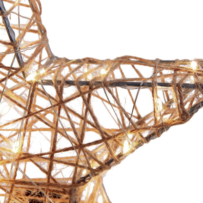 2 Set LED-kerstdecoratie "Metal Star" Ø 25 cm-Christmas Decoraties gemaakt van metaal en textiel in de natuur, met stevig ingebouwde LED's