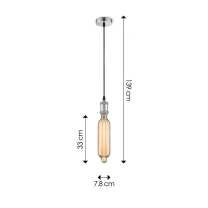 Home Sweet Home hanglamp chroom vintage Tube G125 dimbaar E27 amber