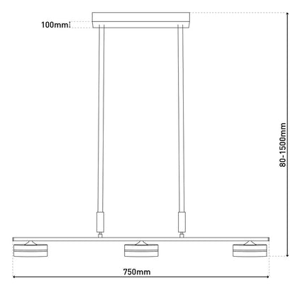 LED-drievoudige hanglamp "Triberg"