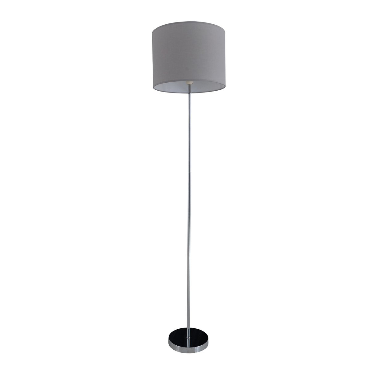 Staande lamp "New York", klassieke metalen vloerlamp met tekstblazer in grijs, met E27 -aansluiting, 160 cm hoog, perfect voor woonkamer, eetkamer, gang en kantoor
