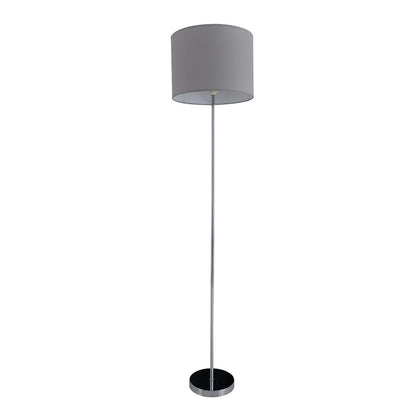 Staande lamp "New York", klassieke metalen vloerlamp met tekstblazer in grijs, met E27 -aansluiting, 160 cm hoog, perfect voor woonkamer, eetkamer, gang en kantoor