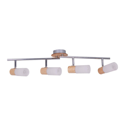 4 Wandplafondspot "Todtnau", metaal, hout en plastic, 60 cm lang