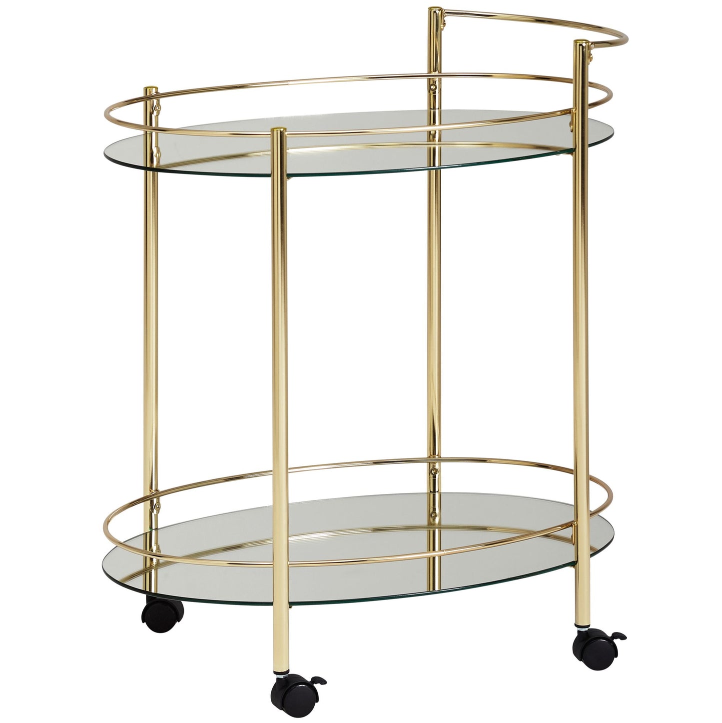 design serveerwagen goud 67x79 cm Mobile Mini Bar | Bijzettafel op wielen Restauratierijtuig met witglazen blad Keukenwagen | Theewagen met matglas