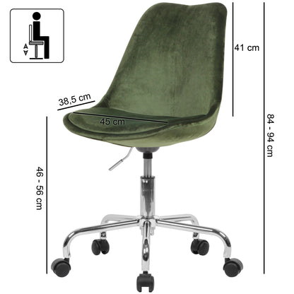 bureau  groen fluweel | Design-draaistoel met rugleuning Werkstoel met een maximale belasting van 110 kg Shell-stoel met wielen | Bureaustoel