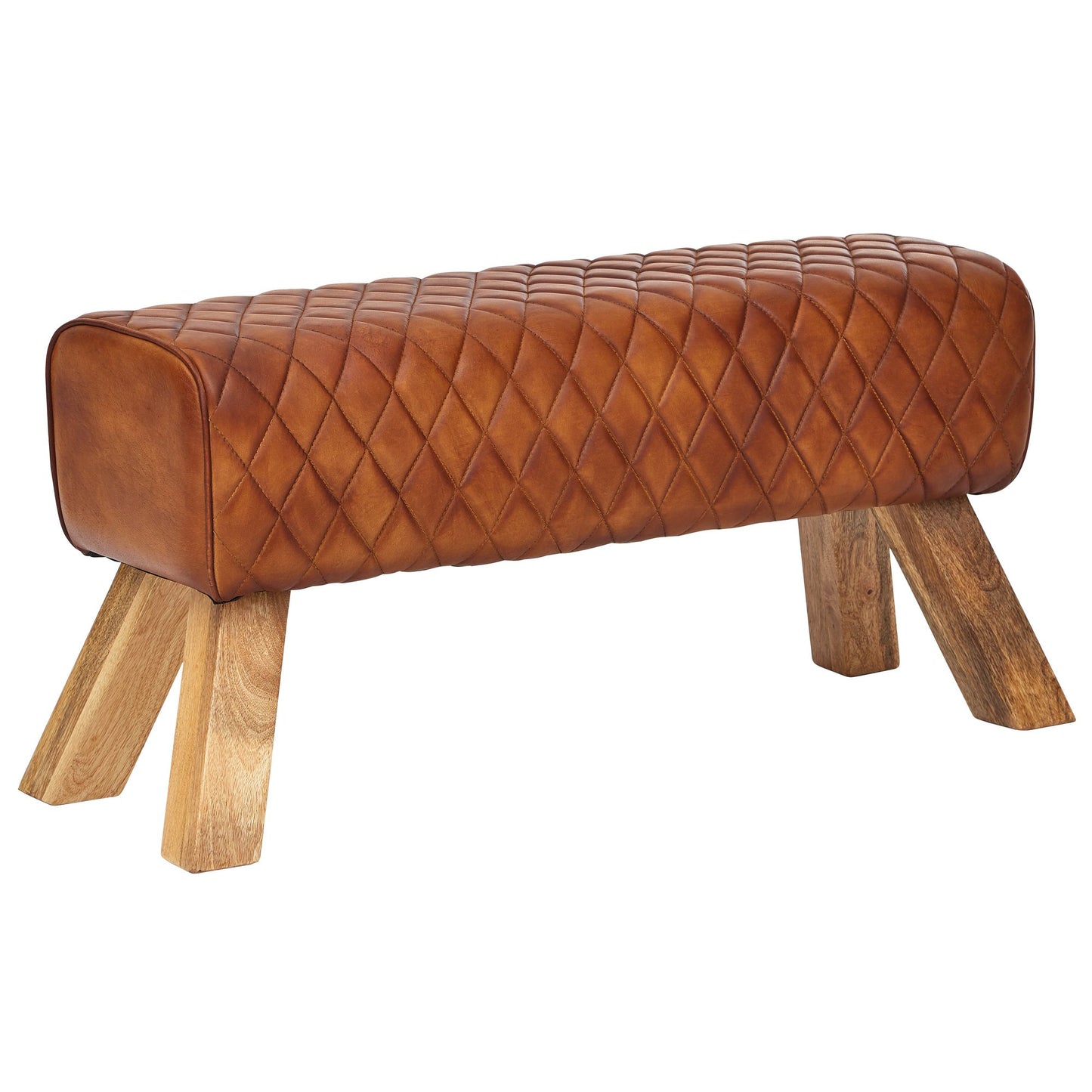 bank echt leer / massief hout 89x46x35 cm leer Modern Turnbock | Springbok lederen kruk | Gewatteerde kruk gymnastiek bank