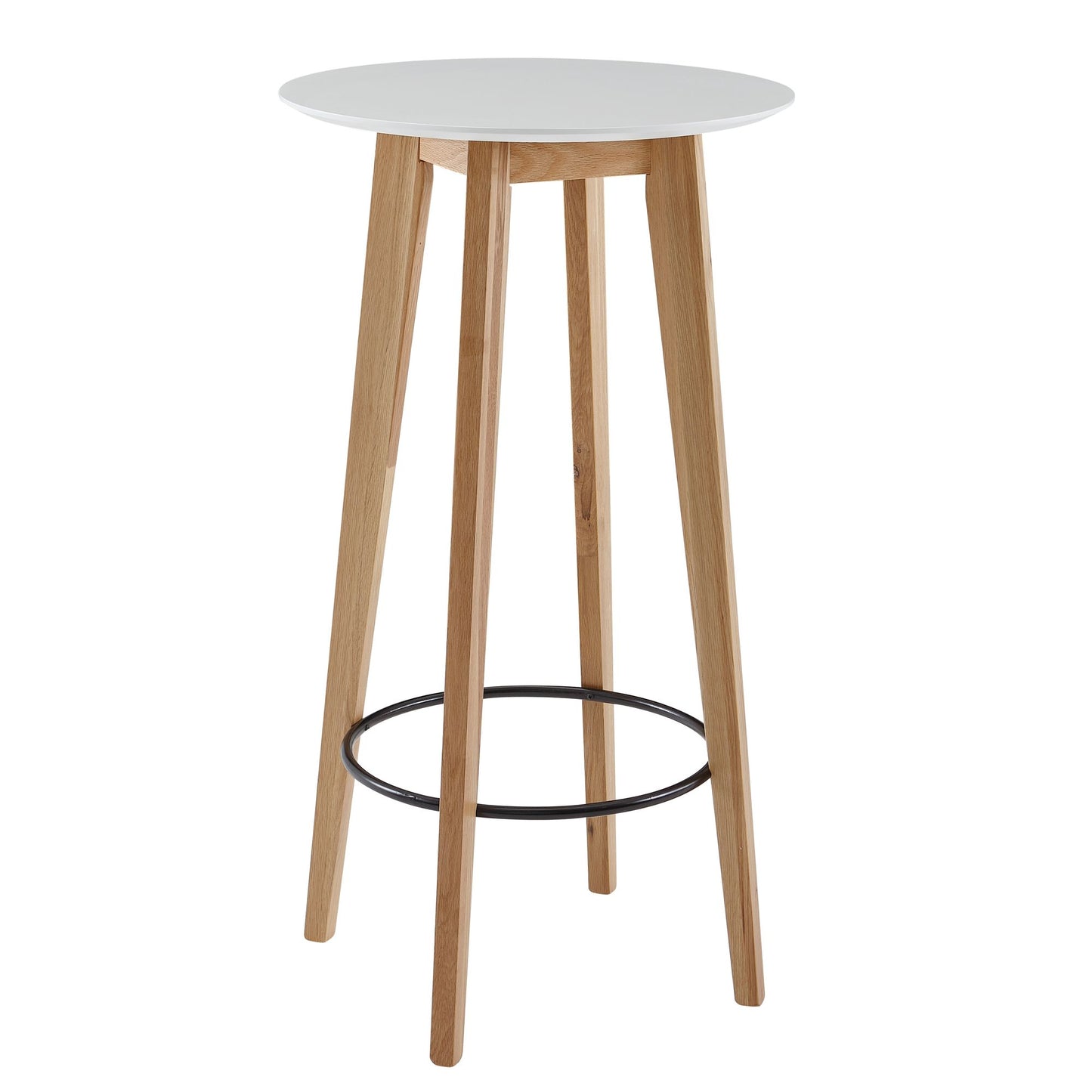 tafel 60x110x60 cm wit rond | Bartafel voor 4 personen | Moderne tafel voor bar | Design partytafel hout | Scandinavisch eiken hoge tafel