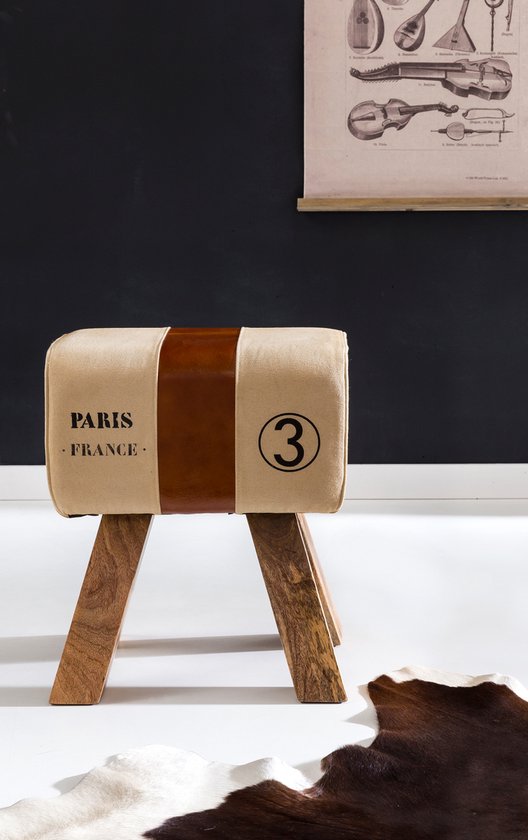 Ontwerp Turn Bock kruk CANVAS Brown 40 x 30 x 47 cm | Draai kruk kruk leer kruk | Extra kruk leren poef