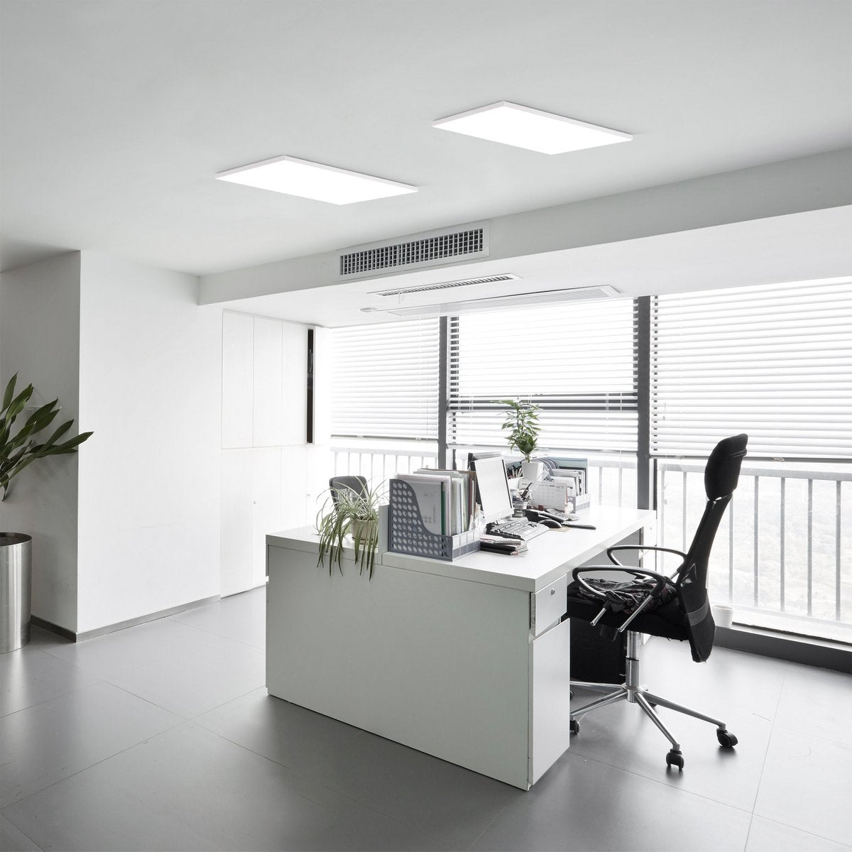 LED -paneel plafondlamp "Carente" lengte 59,5 cm, frameless, vele functies, gemaakt van metaal en plastic, witte, geïntegreerde LED's