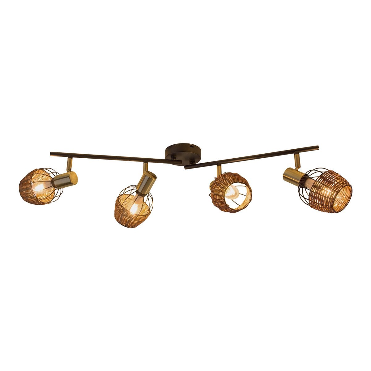 4 plafondlamp "Corbis", metalen plek in zwart en goud, met E14 -aansluiting, voor eetkamer, woonkamer, gang of kantoor, plafondlamp, 78 cm lang