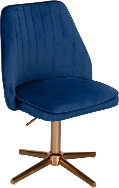 Bureaustoel donkerblauw velvet design draaifauteuil met rugleuning