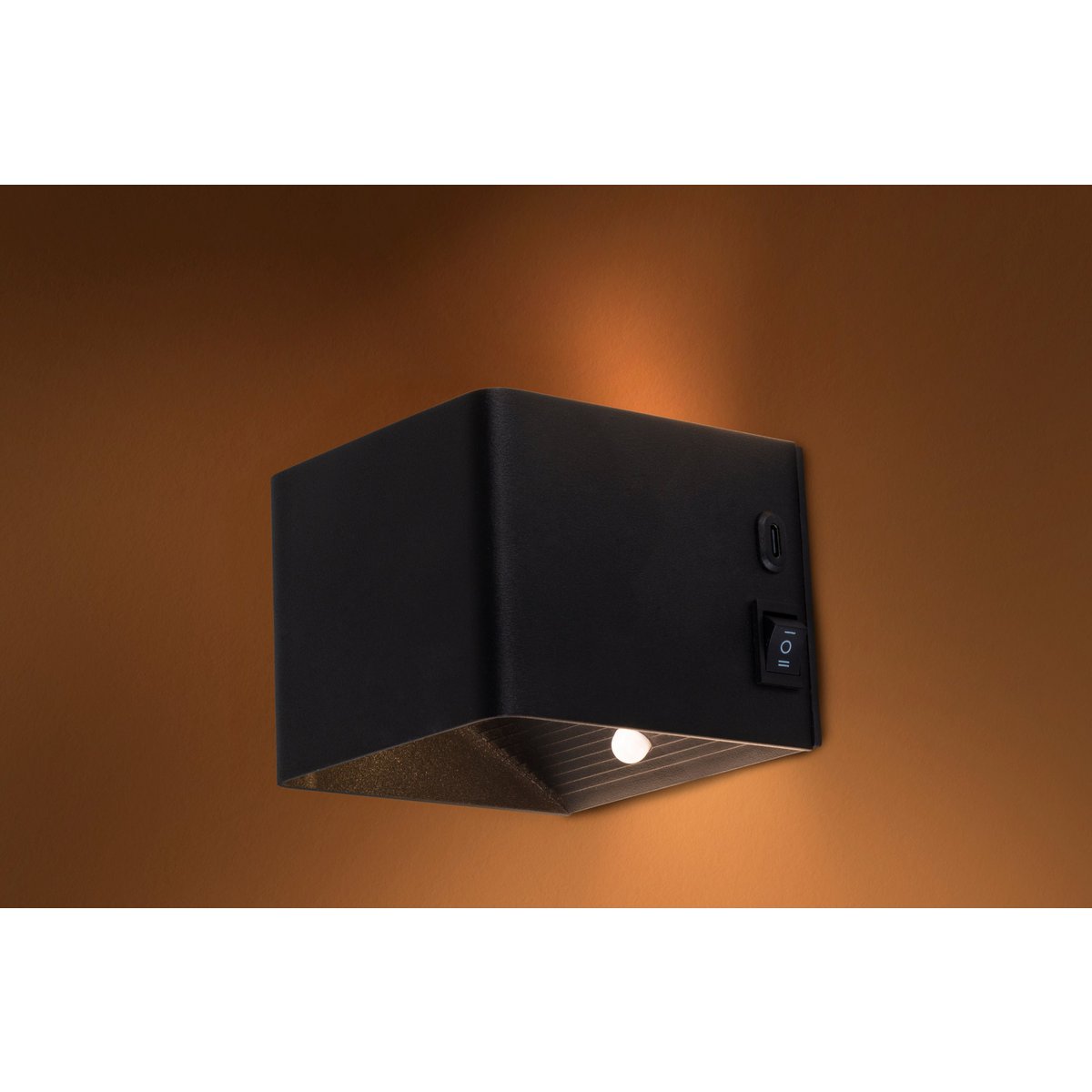 Cordy-wall licht "kubus" magnetisch, ca. 10 x 10 cm, gemaakt van black metal, met bewegingssensor